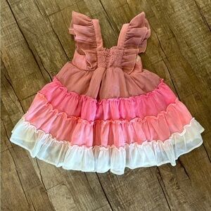 Ckeeky Plum  ChiffonToddler Brielle Dress in Amour 12-18 months Beach Spring